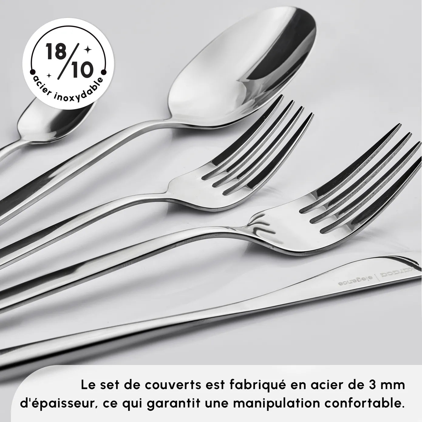 Set De Couverts Karaca New Porto Elegance – 60 Pièces Pour 12 Personnes – Acier Inoxydable – Design Moderne – Inclus Couteaux, Fourchettes, Cuillères à Soupe Et à Dessert - 9