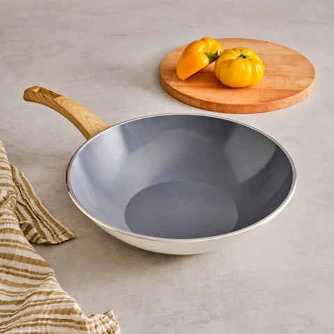 Karaca Swiss Crystal 28 Cm Wok Poêle, Crème