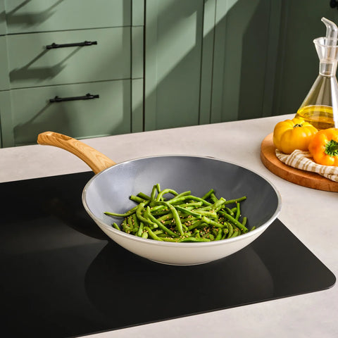 Karaca Swiss Crystal 28 Cm Wok Poêle, Crème