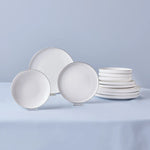 Service de Vaisselle Karaca Streamline New Saturn Platinum pour 4 Personnes, New Generation Bone, 12 Pièces