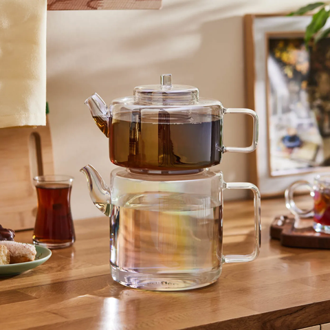 Théière en verre borosilicate Karaca Flat Luster