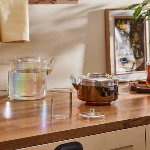 Théière en verre borosilicate Karaca Flat Luster
