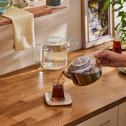 Théière en verre borosilicate Karaca Flat Luster
