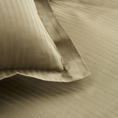 Parure de Lit Simple en Satin Karaca Home Uniq 100 % Coton, Kaki