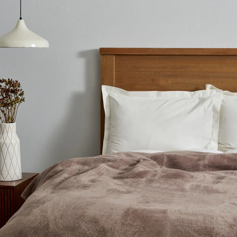 Couverture Réversible en Coton Karaca Home Saye pour Lit Simple, Beige Vison