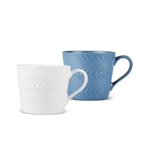 Karaca Lily Bleu & Blanc Embos Double gobelet Set 320 ML