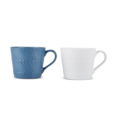 Karaca Lily Bleu & Blanc Embos Double gobelet Set 320 ML