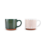 Karaca Lily Ribed Set de tasses 2 pièces, 400 ml, Vert et Blanc