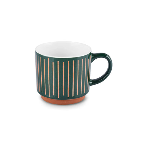 Karaca Lily Ribed Set de tasses 2 pièces, 400 ml, Vert et Blanc