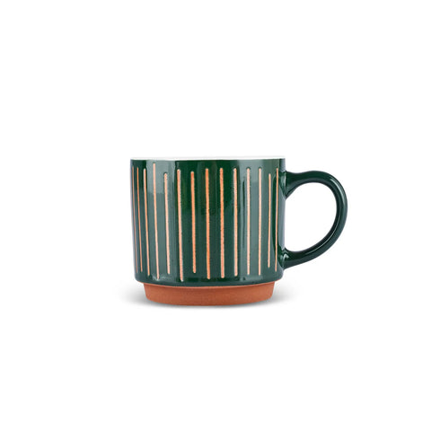 Karaca Lily Ribed Set de tasses 2 pièces, 400 ml, Vert et Blanc