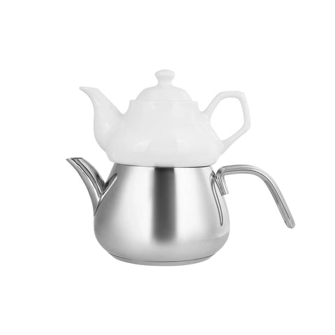 Théière Karaca Théière en porcelaine en cadeau, base à induction, Midi 