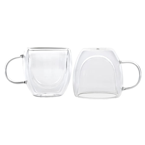 Tasses à expresso Karaca à double paroi en verre borosilicate avec anse pour 2 personnes, 80 ml