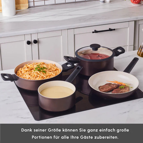 Karaca Ceramica Iconic Bronze – Batterie de Cuisine 7 Pièces avec Fond à Induction