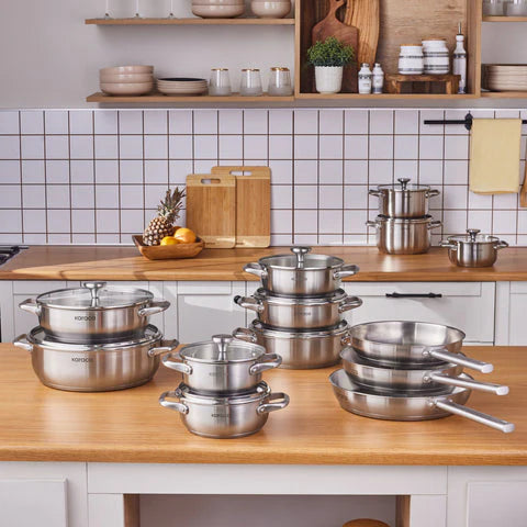 Karaca Elite Casserole à Induction en Acier Inoxydable avec Couvercle, 30 cm, Argenté