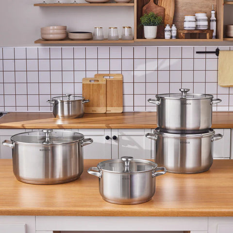 Karaca Elite Casserole à Induction en Acier Inoxydable avec Couvercle, 30 cm, Argenté