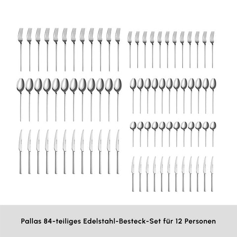 Ensemble de Couverts Karaca Pallas Elegance Pour 12 Personnes, 84 Pièces