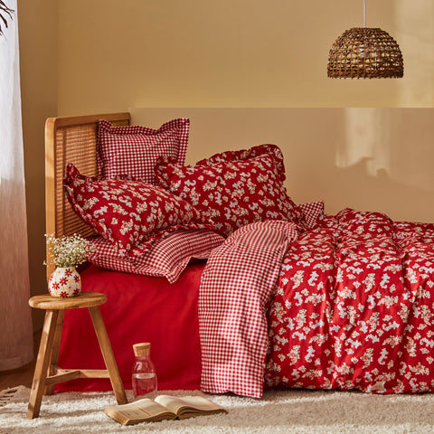 Karaca Home Carlo Parure de lit 2 personnes, 100 % coton, rouge