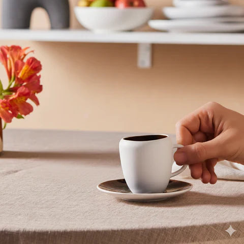 Karaca Earth Collection New Galactic Service à Espresso et Café Turc 2 Pièces à Glaçure Réactive, 100 ml, Blanc