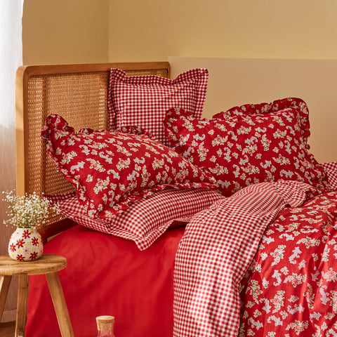 Karaca Home Carlo Parure de lit 2 personnes, 100 % coton, rouge