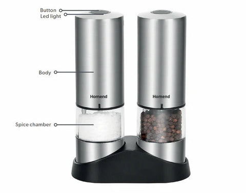 Homend Grindgo 6003 Set de 2 Moulins à Épices Rechargeables, Inox