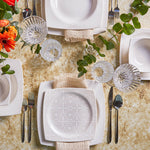 Karaca Square Bone Royal Lace, Service de Table 24 pièces pour 6 personnes