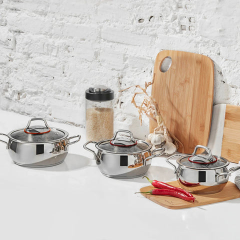 Batterie de cuisine Karaca Emirgan avec la base d’induction en acier, 6 pièces, taille moyenne