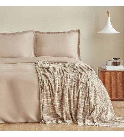 Karaca Home Weena Housse de Couette Double en Crepe Jacquard Beige