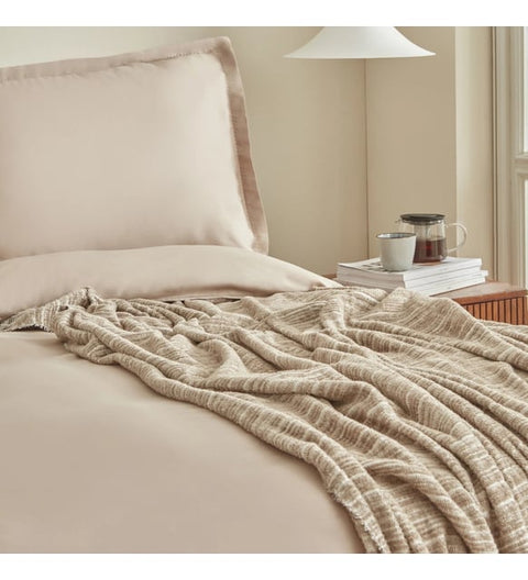 Karaca Home Weena Housse de Couette Double en Crepe Jacquard Beige