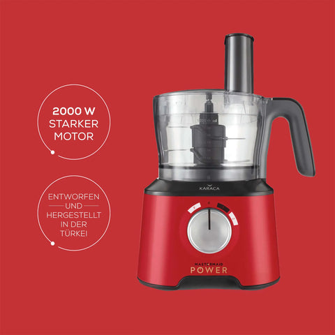 Robot multifonctions Karaca Mastermaid Power 10 en 1, 2 000 W, rouge impérial